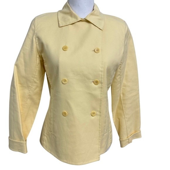 Eileen Fisher Double Breasted Jacket With Pockets Light Yellow Size PS NWT - Picture 2 of 8